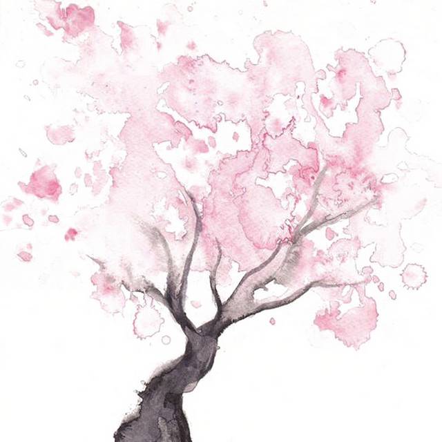水彩樱花元素