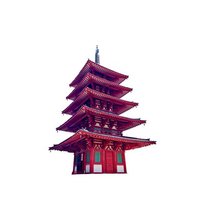 中式建筑红色高塔