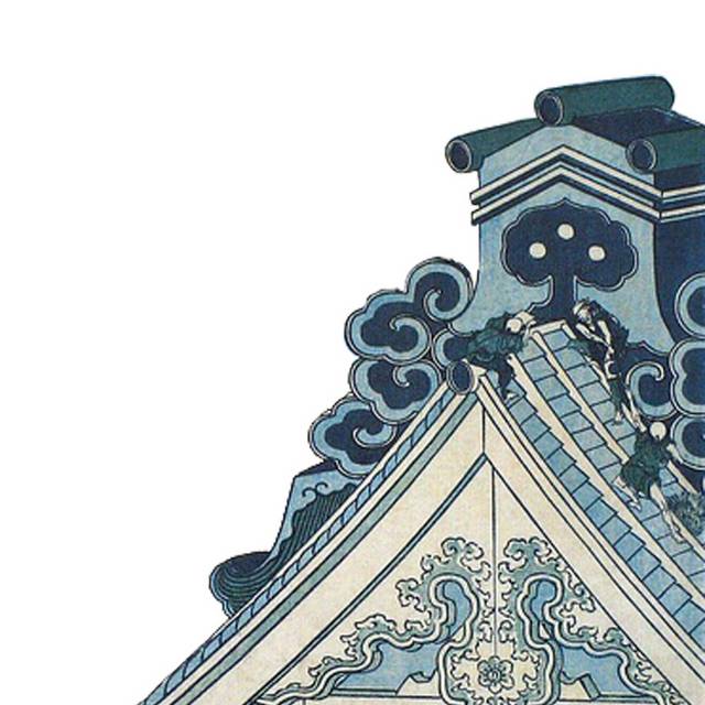 中式手绘屋檐素材