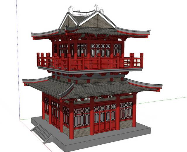 中式建筑模型素材
