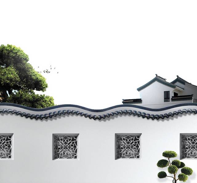 中式建筑白色墙壁