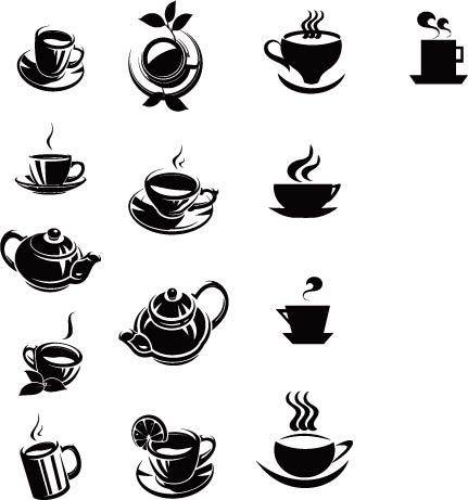 黑白茶具图标