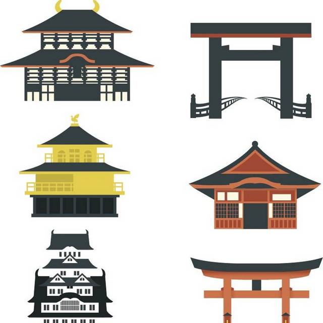 多种手绘日式建筑