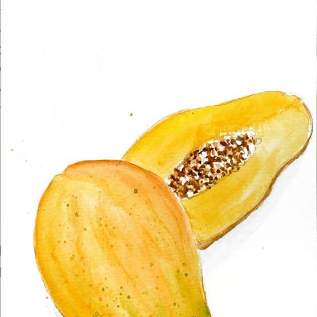 黄色木瓜手绘素材