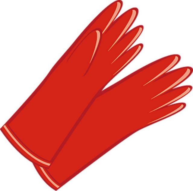 红色手绘清洁手套