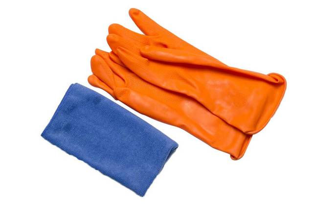 橙色清洁手套素材
