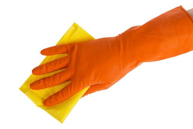 橙色清洁手套
