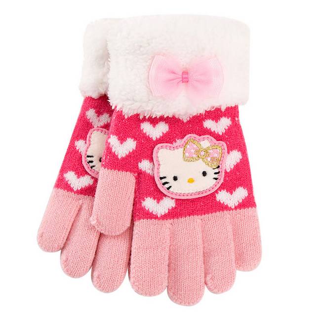 粉色毛线手套