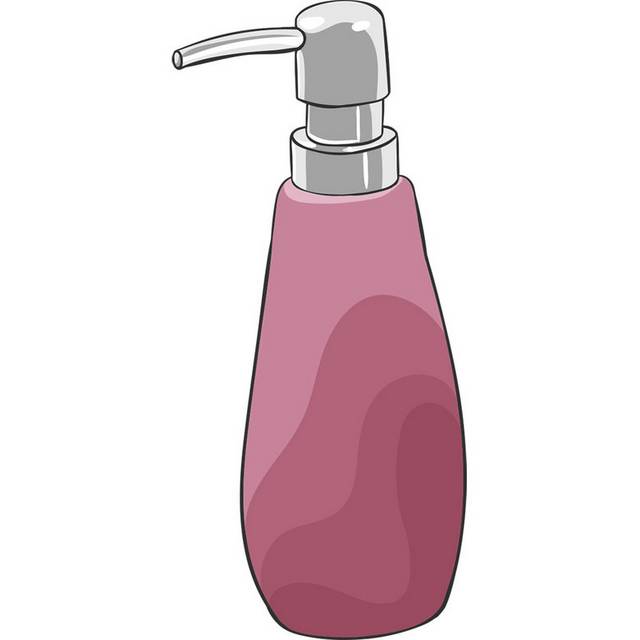 手绘粉色瓶装洗发水