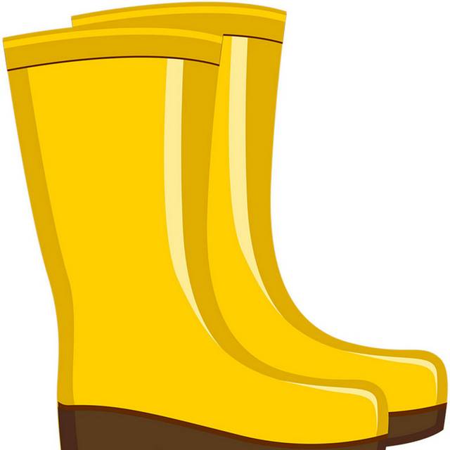 黄色矢量雨靴素材