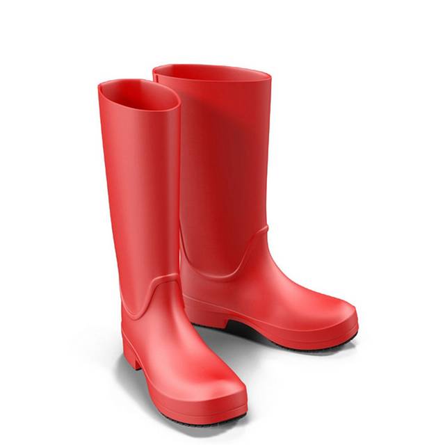 红色手绘雨靴