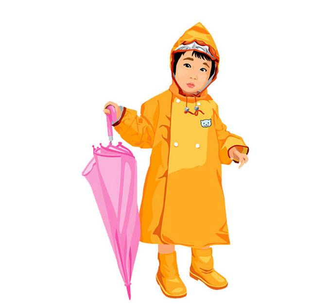 矢量小孩雨衣素材