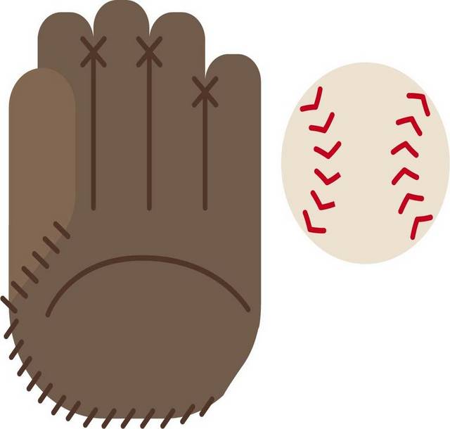 手绘棕色棒球手套