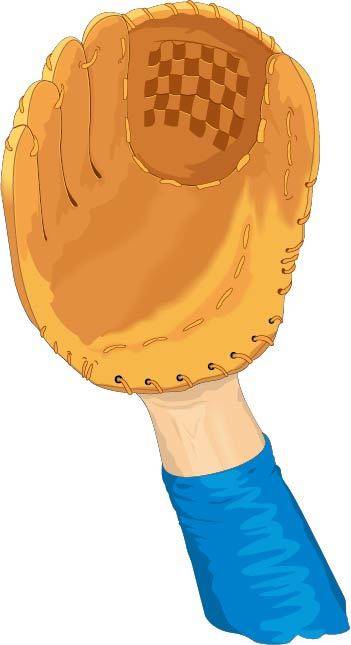 手绘橙色棒球手套