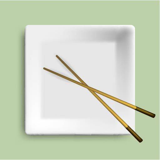 手绘餐具筷子和盘子
