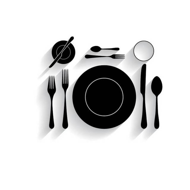 黑白矢量餐具源文件