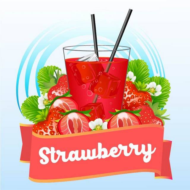 手绘草莓草莓汁