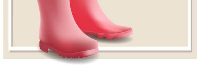 手绘雨鞋设计元素粉色