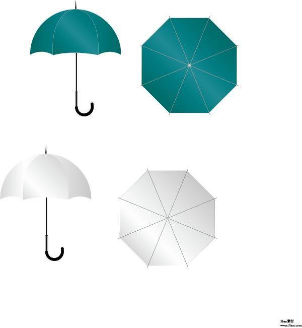 矢量素材手绘四把雨伞