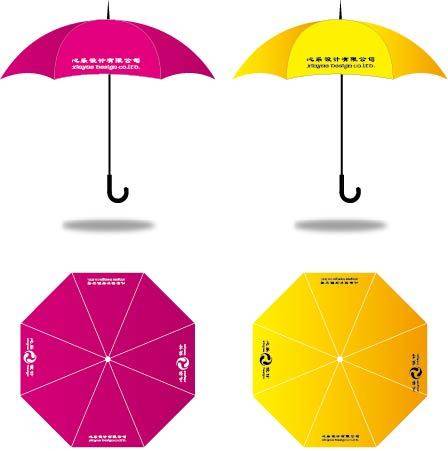 手绘两种颜色雨伞