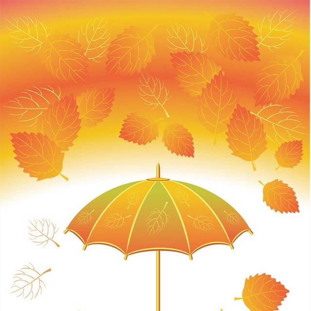 手绘秋天的雨伞