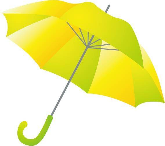 手绘黄绿色雨伞