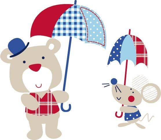 卡通小熊和雨伞