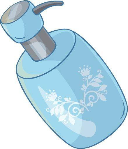 手绘蓝瓶洗发水