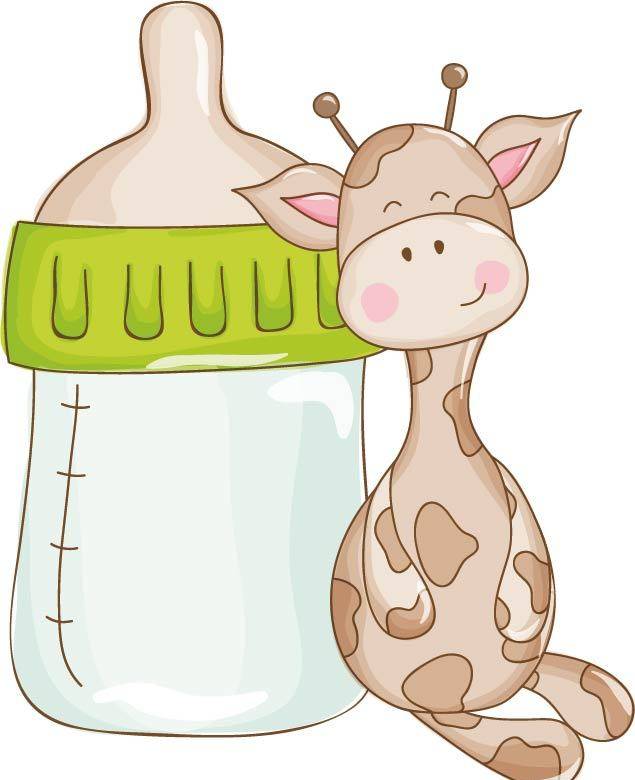 卡通小鹿和奶瓶