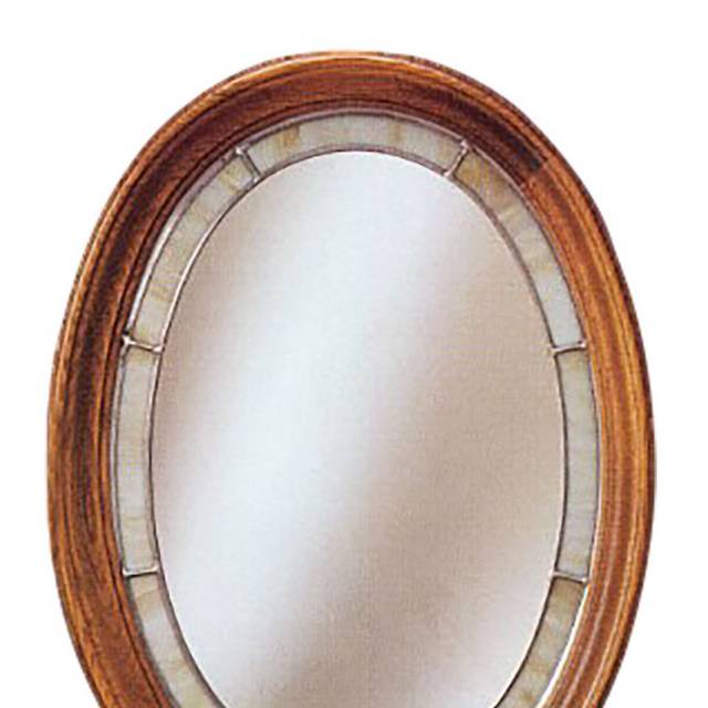 手绘木框圆镜
