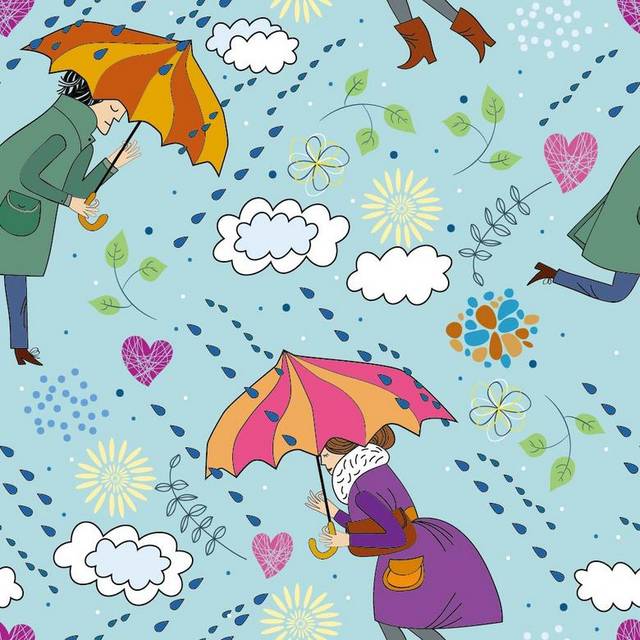 卡通雨伞元素
