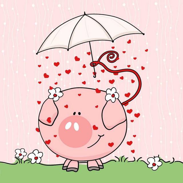 小猪打伞素材
