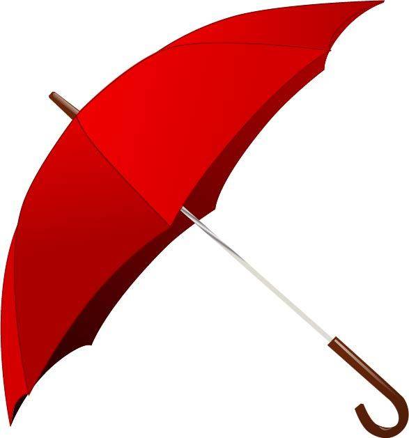 手绘红色雨伞