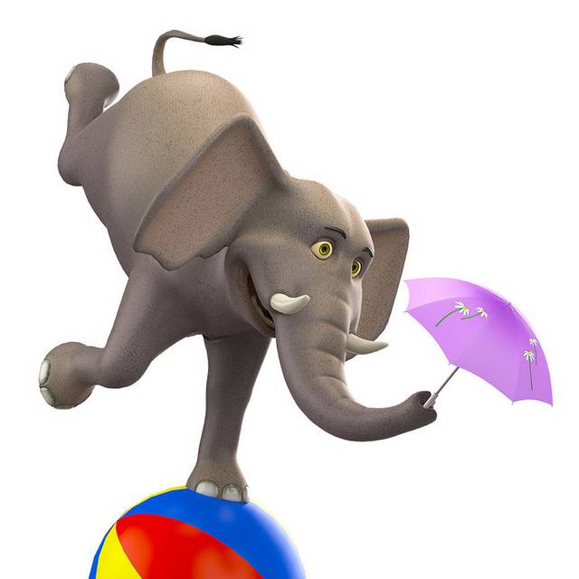 立体卡通大象撑雨伞