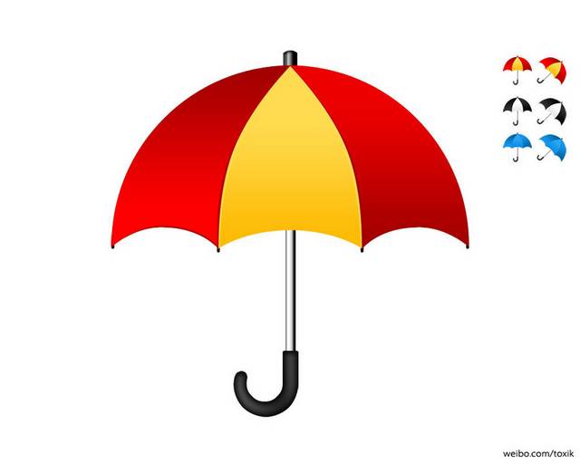 红黄色卡通雨伞