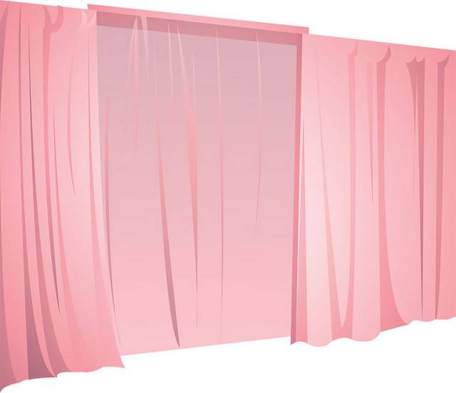粉色窗帘卡通素材