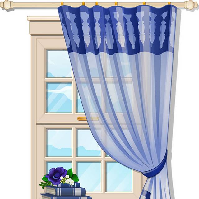 蓝色窗纱素材
