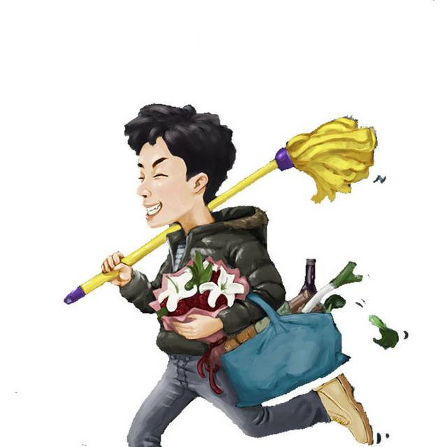 卡通小人拖把素材