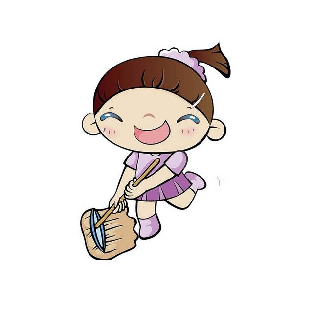 小孩拖把矢量素材