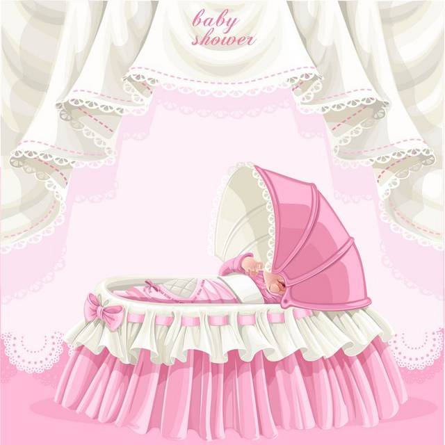 粉色卡通婴儿床