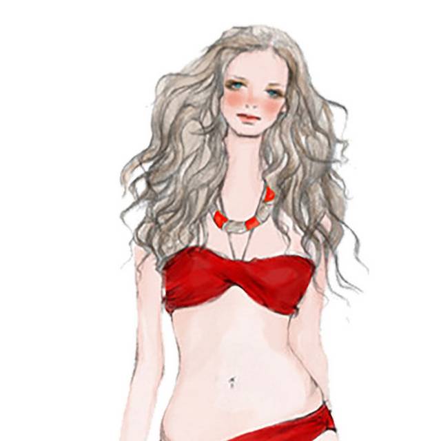 手绘比基尼美女设计素材