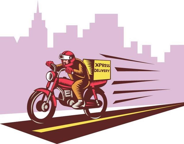 摩托车城市插画