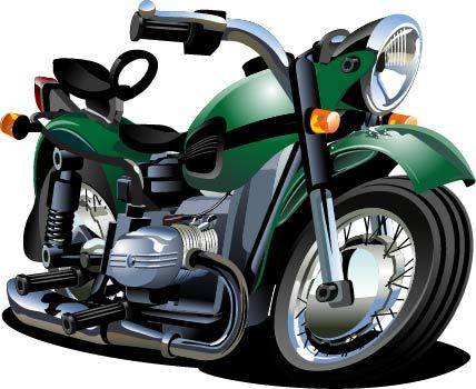 绿色摩托车矢量素材