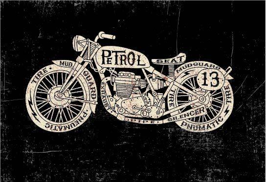 复古手绘摩托车