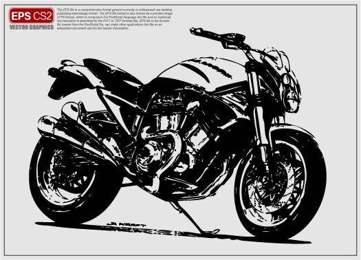 摩托车黑白元素