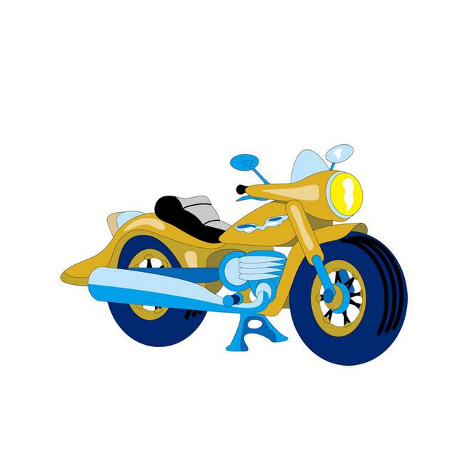 手绘黄色摩托车