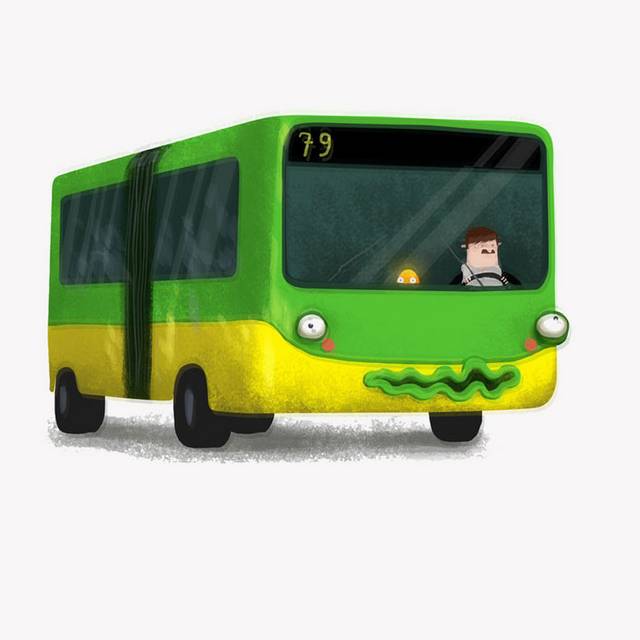 绿色卡通公交车