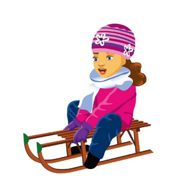 卡通女孩滑雪橇