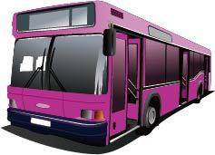 手绘紫色公交车