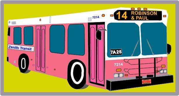 手绘粉色公交车